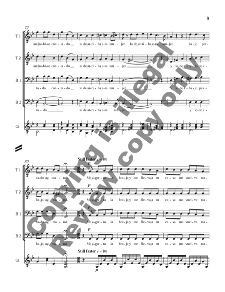 Three Mexican Folk Songs: 2. La Bruja TTBB scores gallery preview page 19