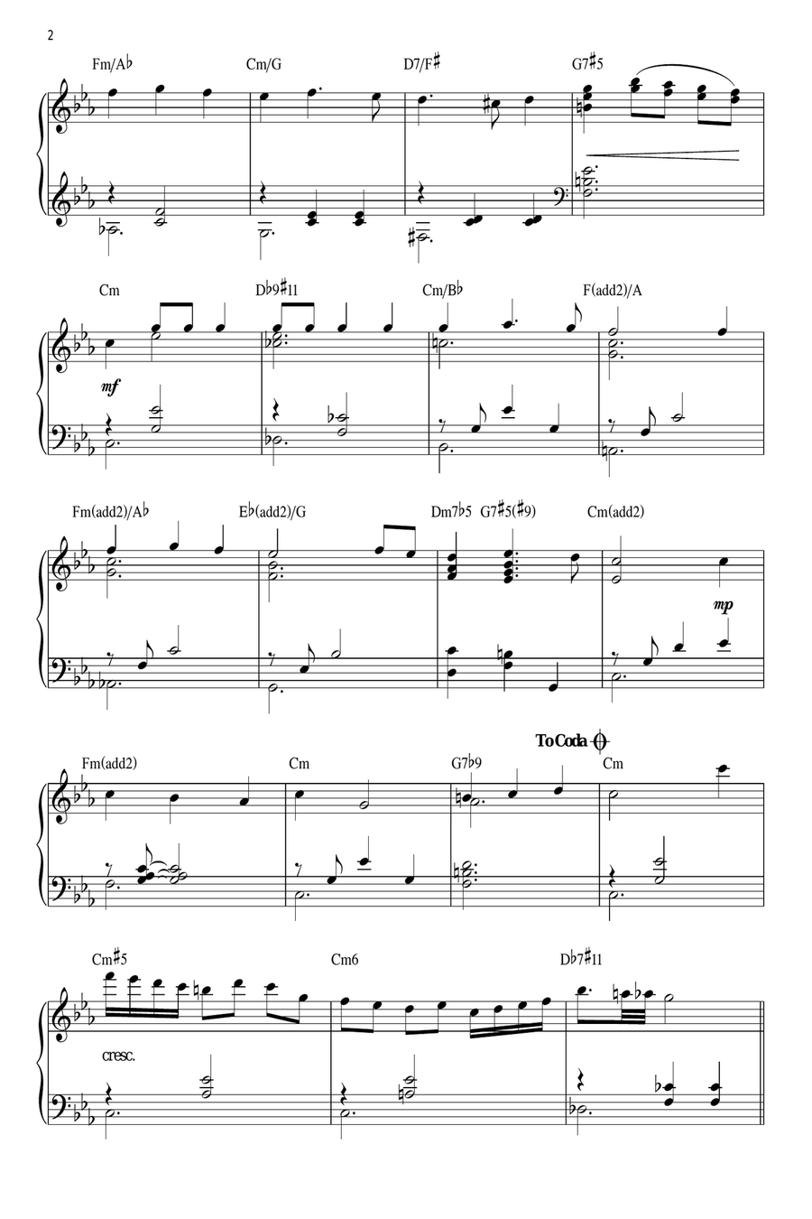 Chim Chim Cher-ee [Jazz version] (from Mary Poppins) (arr. Brent Edstrom) Piano Solo scores gallery preview page 2
