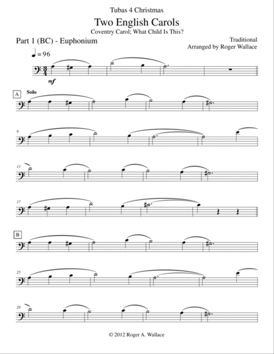 Two English Carols (Coventry Carol; What Child Is This?) - Tuba Quartet Brass Quartet scores gallery preview page 4