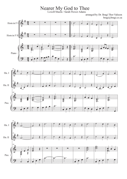 Nearer My God To Thee - French Horn duet with Piano accompaniment image number null