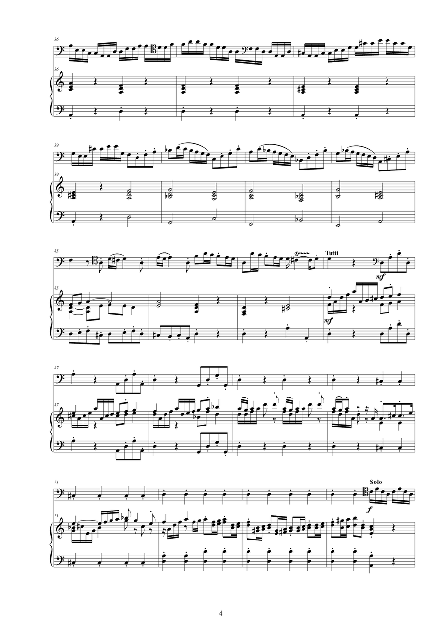 Vivaldi - Cello Concerto No.4 in A minor RV 422 for Cello and Piano Piano scores gallery preview page 4