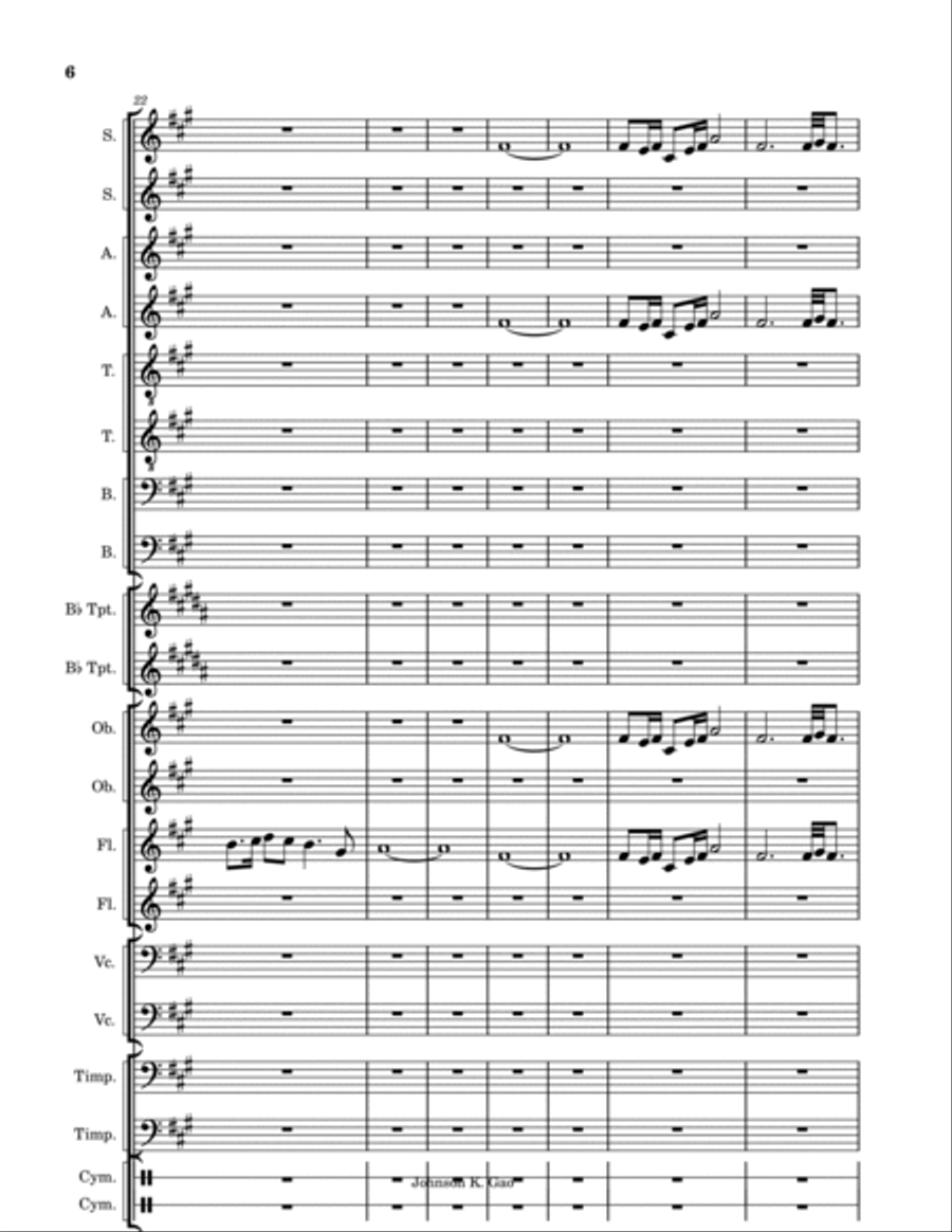 輪唱敕勒歌. Chi Le Song with cannon at the end. 輪唱敕勒歌. Chi Le Song with cannon at the end. Small Ensemble scores gallery preview page 6