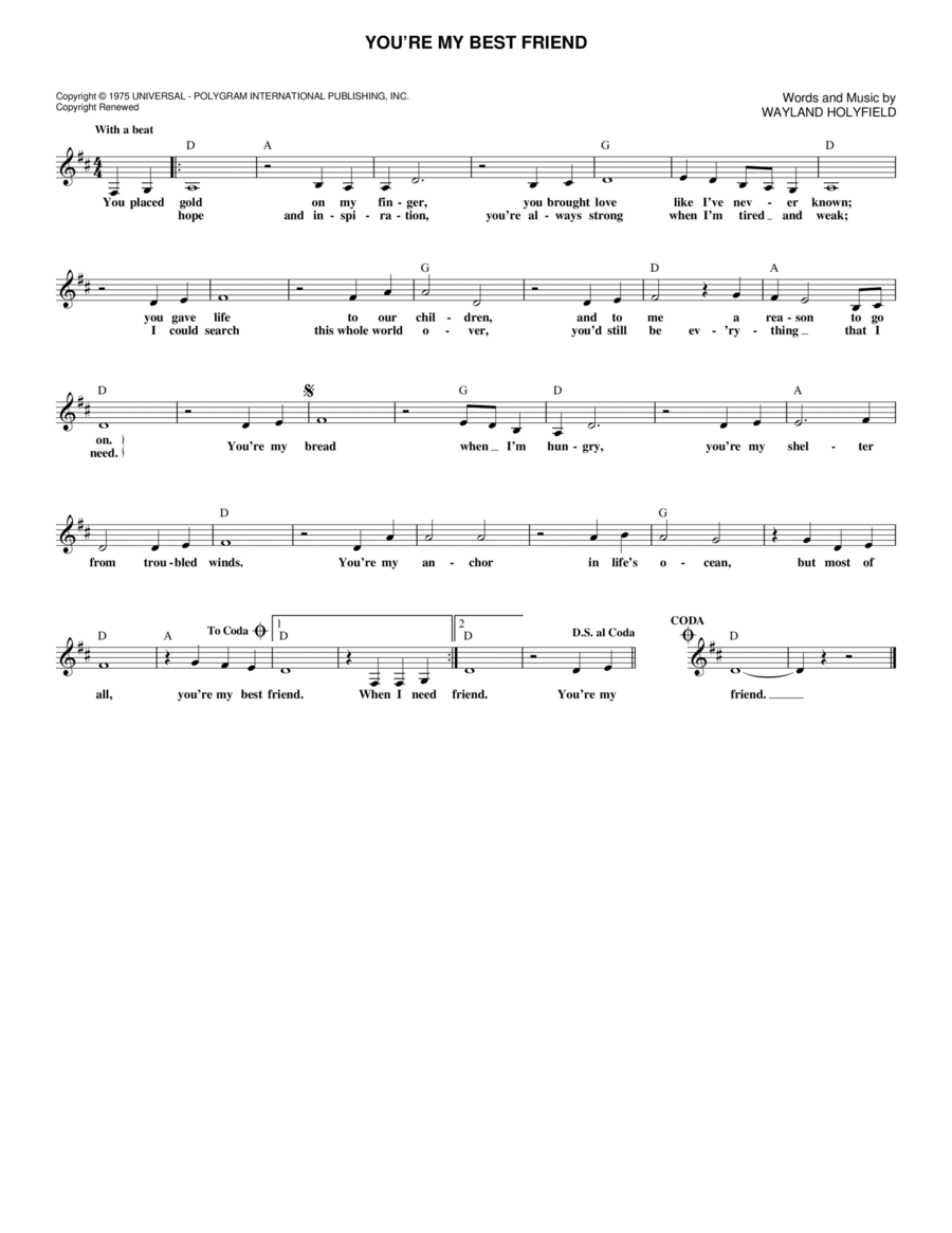 You're My Best Friend Piano scores gallery preview page 1