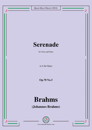 Book cover for Brahms-Serenade,Op.70 No.3 in A flat Major