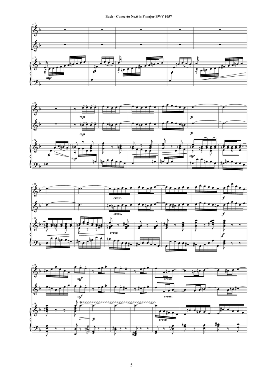 Bach - Concerto No.6 in F major BWV 1057 for Two Flutes and Harpsichord (or Piano) Flute Duet scores gallery preview page 5