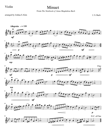 Minuet in G Major for String Trio (from Notebook of Anna Magdalena Bach) image number null