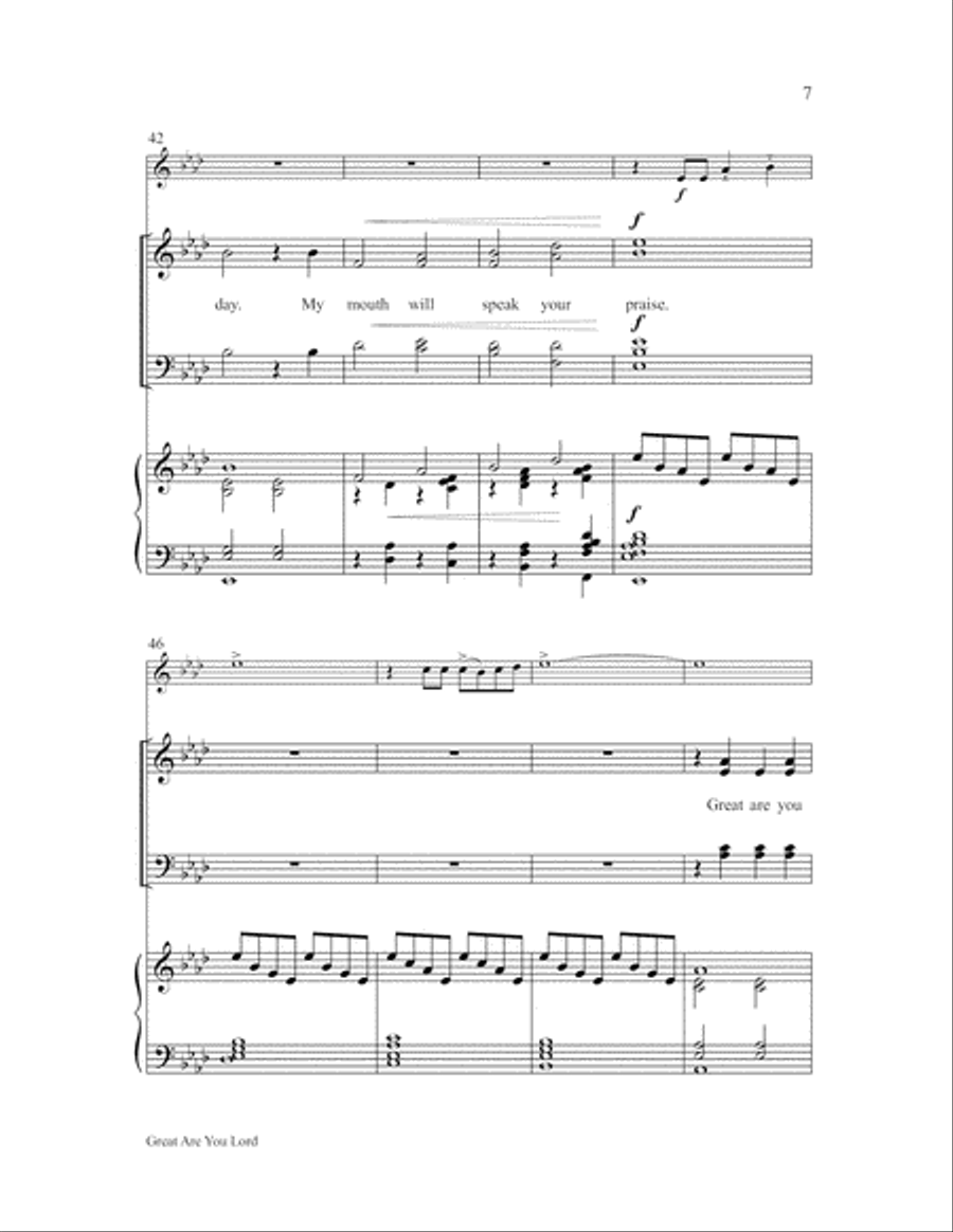 Great Are You, Lord Great Are You, Lord 4-Part scores gallery preview page 7