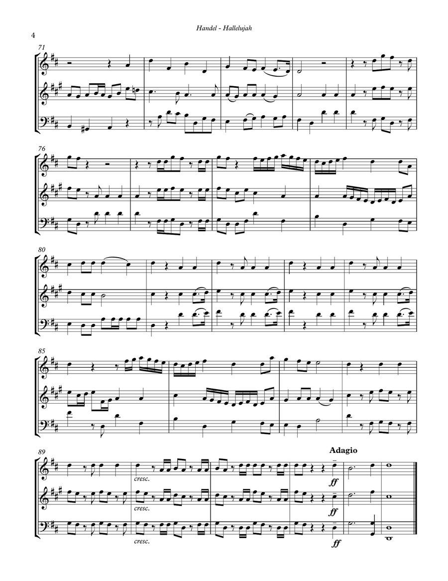 Hallelujah Chorus for Brass Trio Brass Trio scores gallery preview page 4