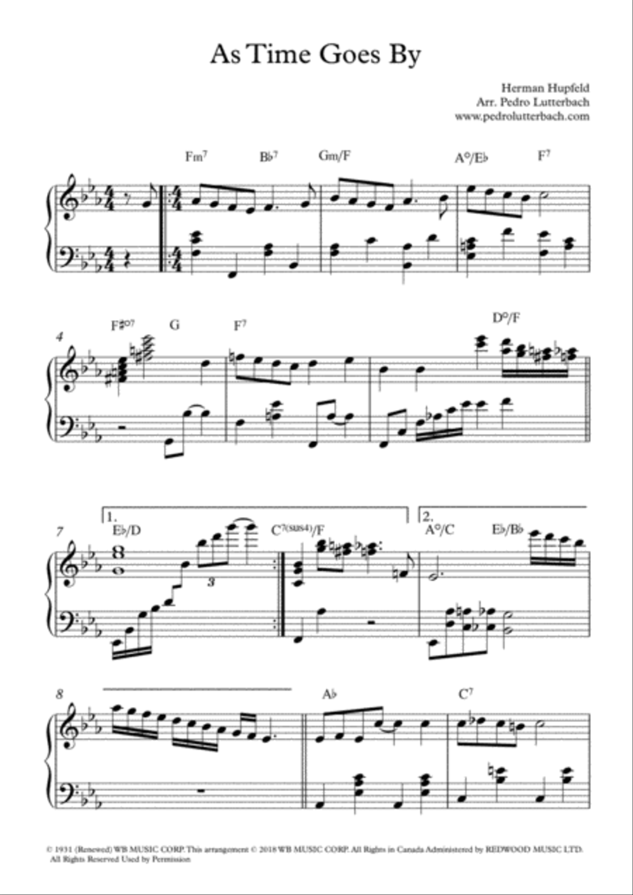 As Time Goes By Piano Solo scores gallery preview page 1