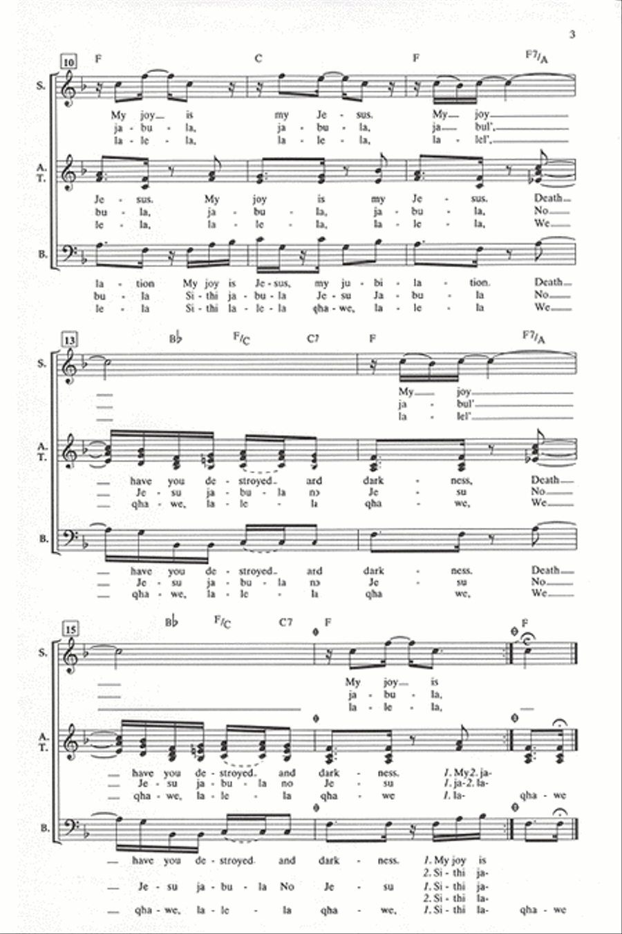 Sithi Jabula (My Joy Is Jesus) 4-Part scores gallery preview page 3