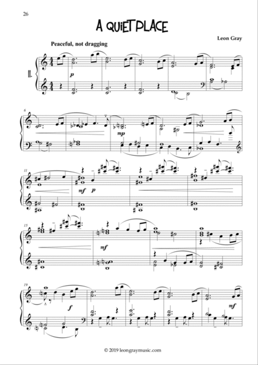 A Quiet Place (No.11), Dottystripe Lane © 2019 Leon Gray Piano Solo scores gallery preview page 2