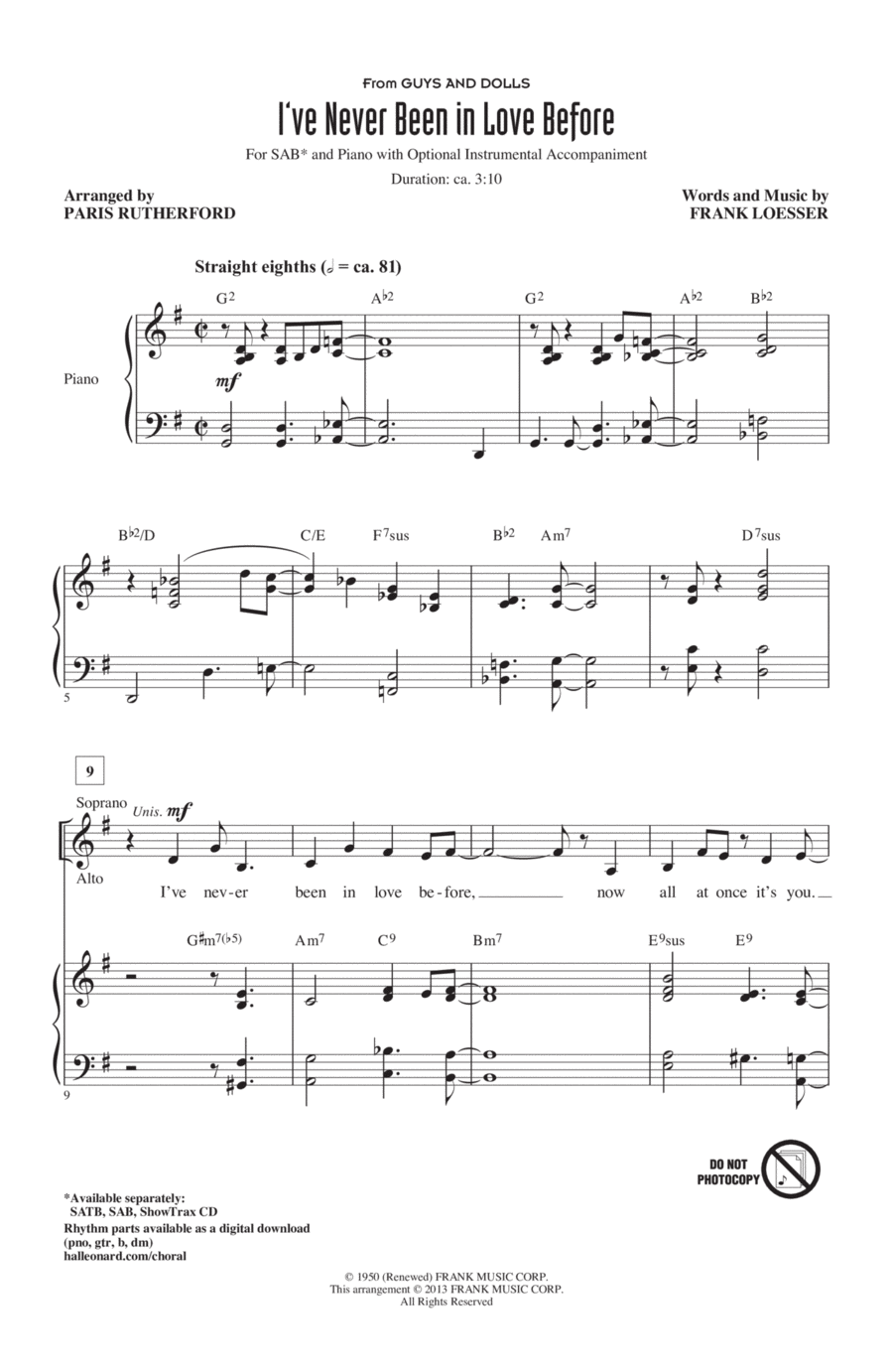 I've Never Been In Love Before 3-Part scores gallery preview page 1