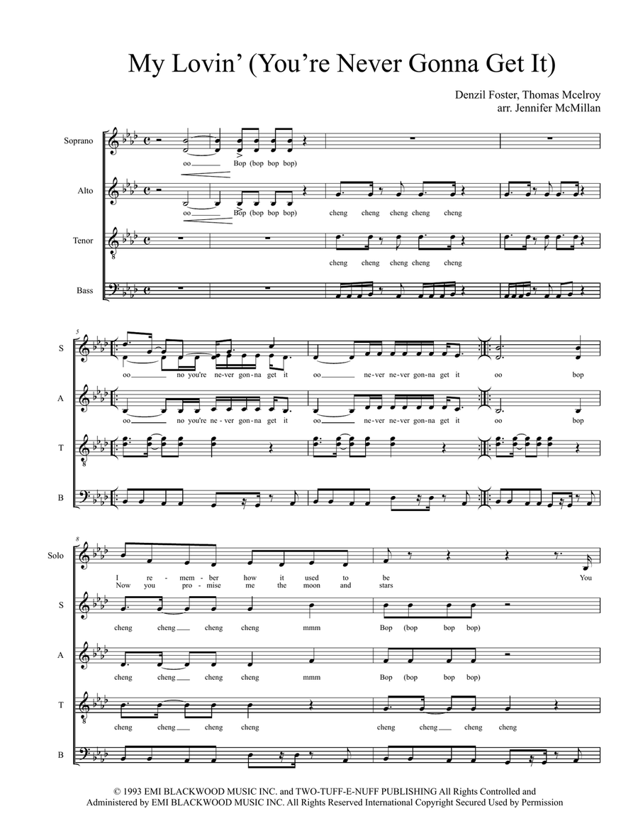 My Lovin' (you're Never Gonna Get) 4-Part scores gallery preview page 1
