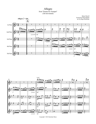 Allegro (from "Sonata for Trumpet") (Bb) (Flute Quintet)