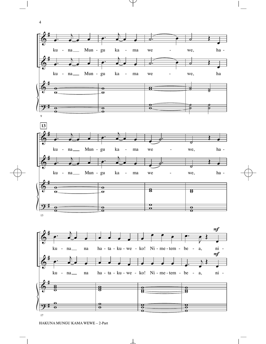 Hakuna Mungu Kama Wewe 2-Part scores gallery preview page 2