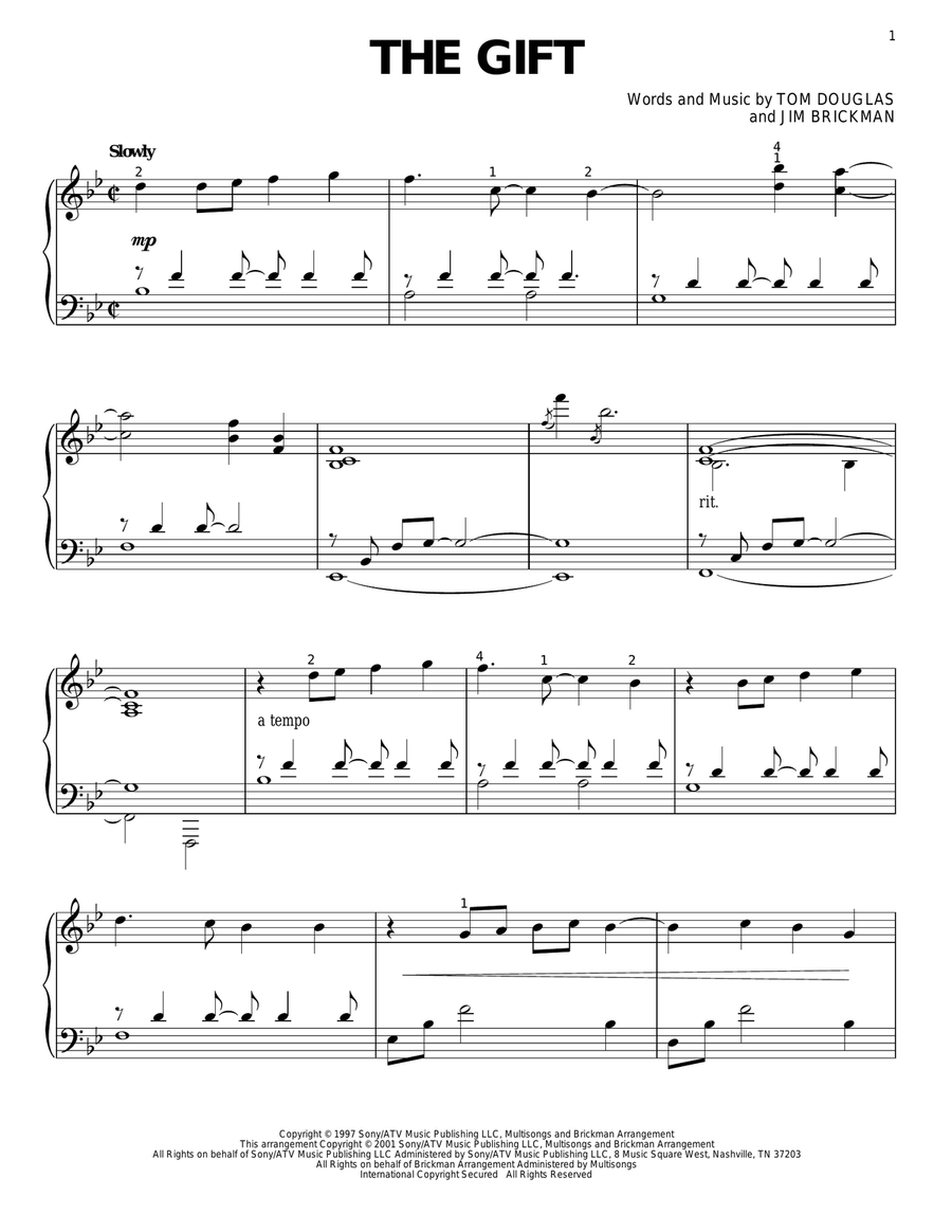 The Gift Piano Solo scores gallery preview page 1