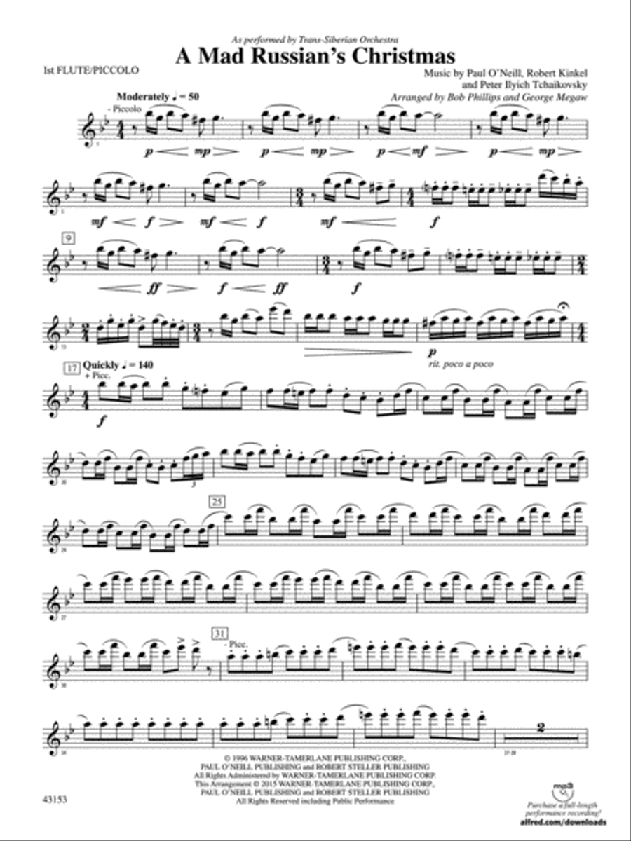 A Mad Russian's Christmas: Flute Concert Band scores gallery preview page 1
