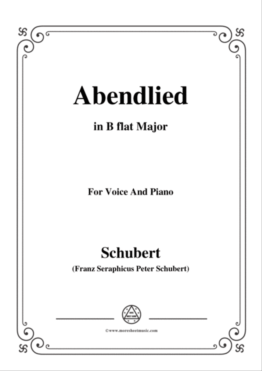 Schubert-Abendlied (Claudius),in B flat Major,for Voice and Piano Voice Solo scores gallery preview page 1