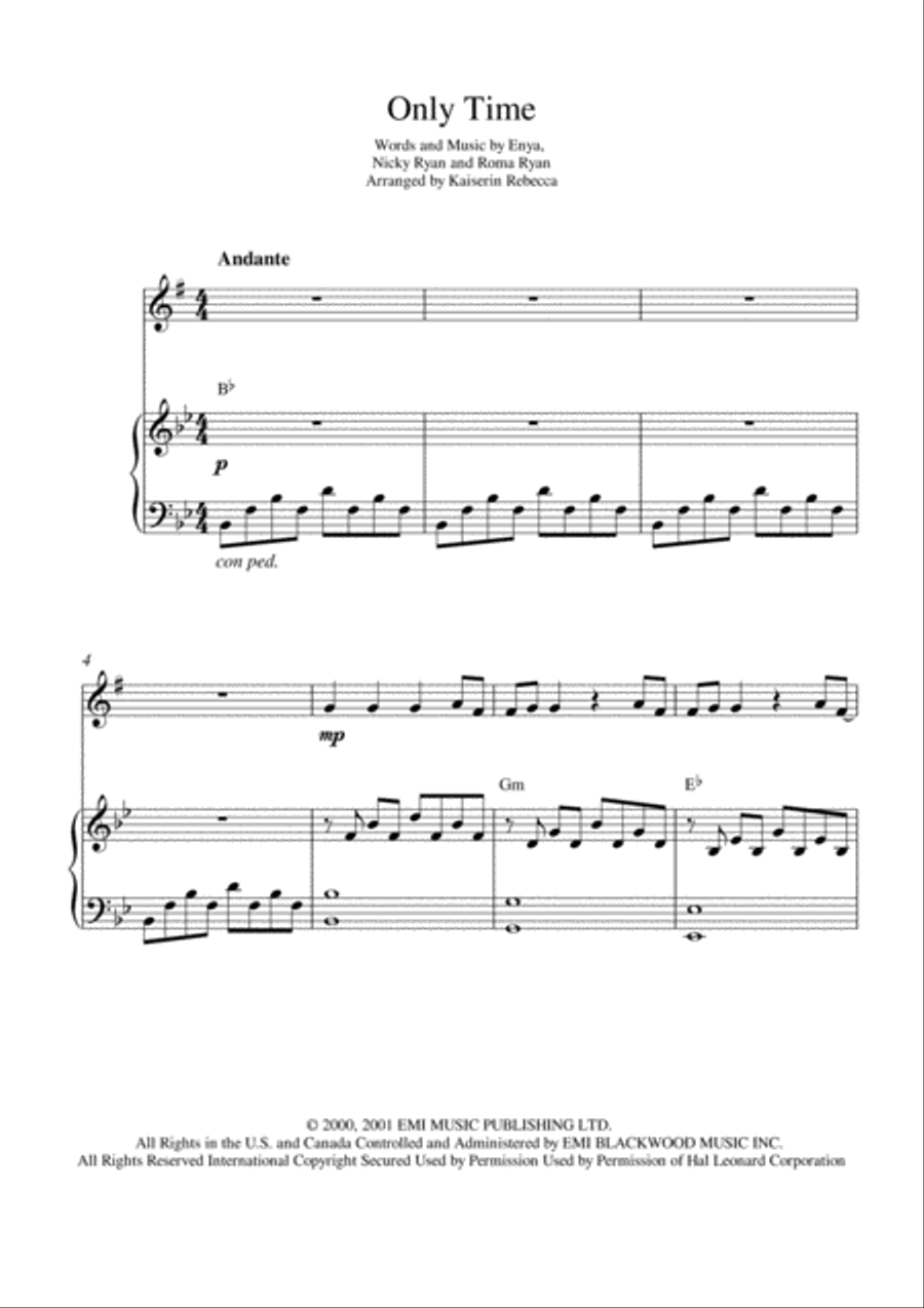 Only Time Only Time Alto Saxophone scores gallery preview page 1