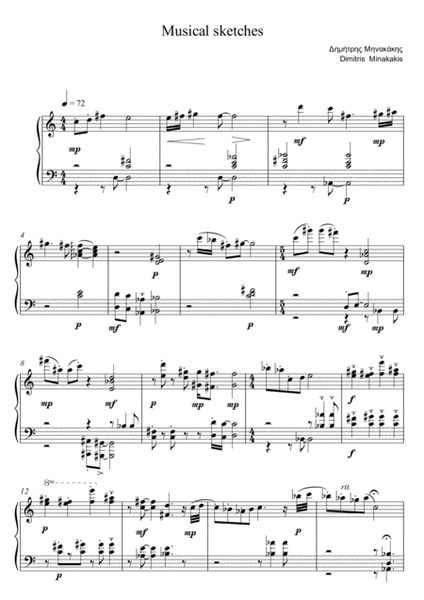 Musical sketches for solo Piano image number null