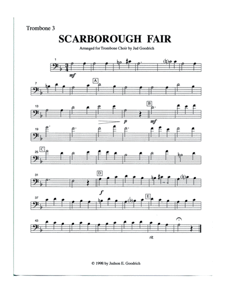 "Scarborough Fair" for trombone quintet