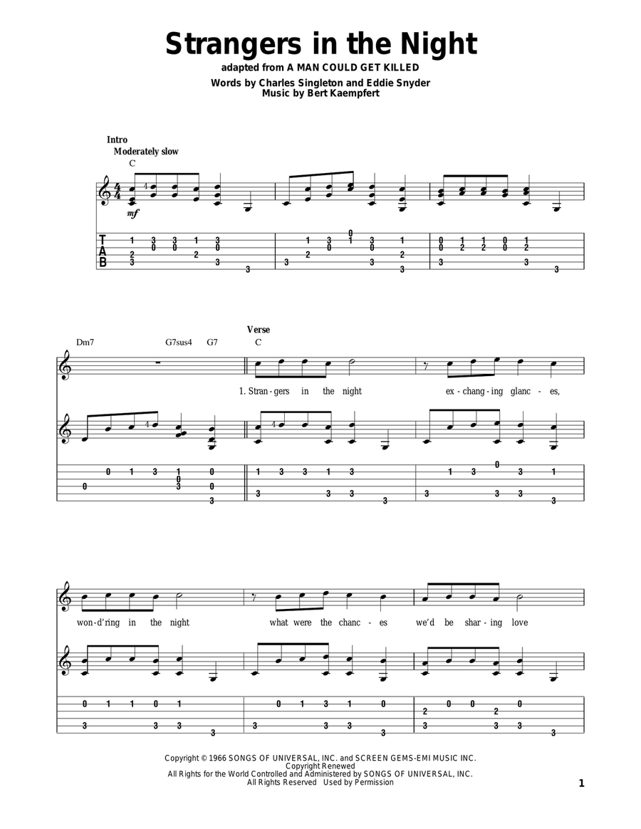 Strangers In The Night Guitar Solo scores gallery preview page 1