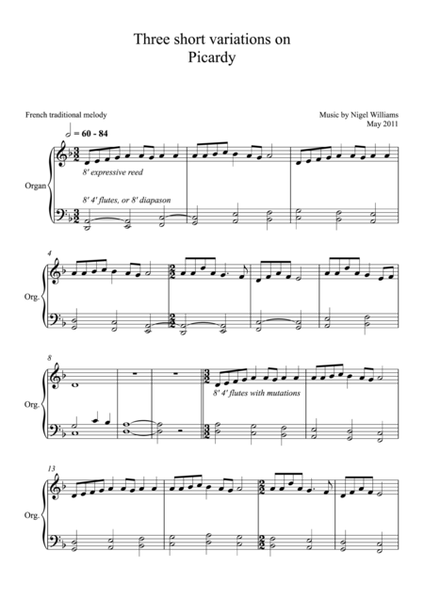 Three short variations on 'Picardy'