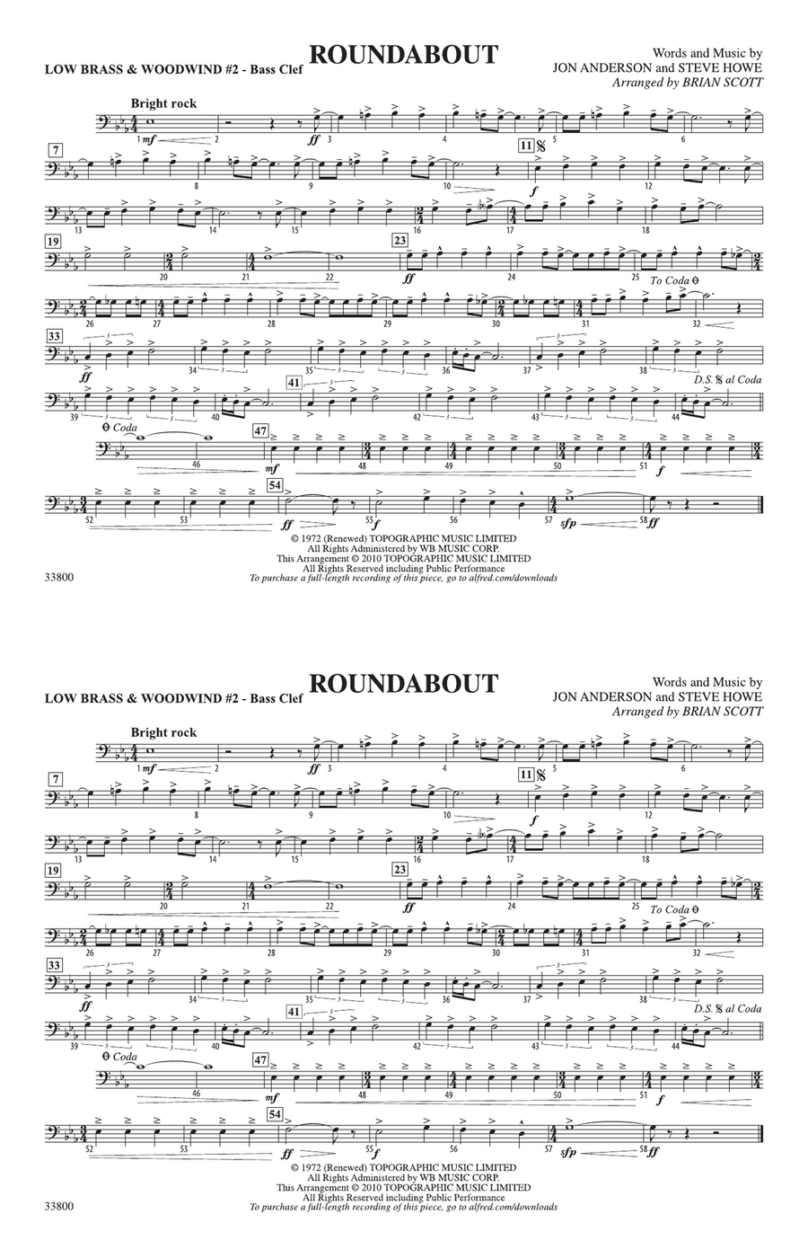 Roundabout: Low Brass & Woodwinds #2 - Bass Clef