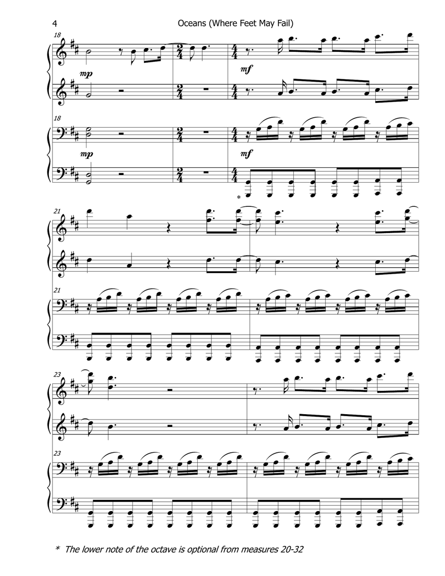 Oceans (Where Feet May Fail) Piano scores gallery preview page 4