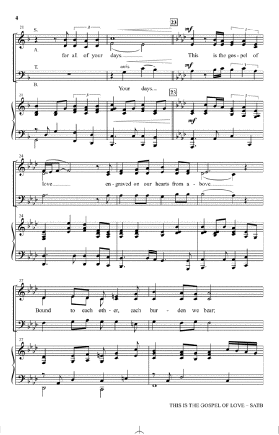 This Is The Gospel Of Love (arr. Mary McDonald) 4-Part scores gallery preview page 3