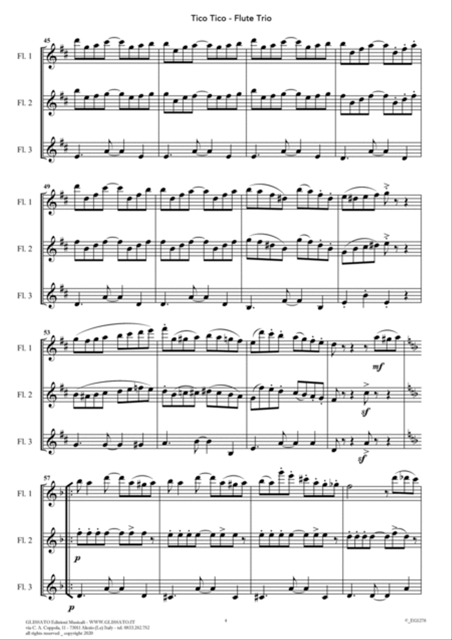 Tico Tico - flexible Flute Trio score & parts image number null