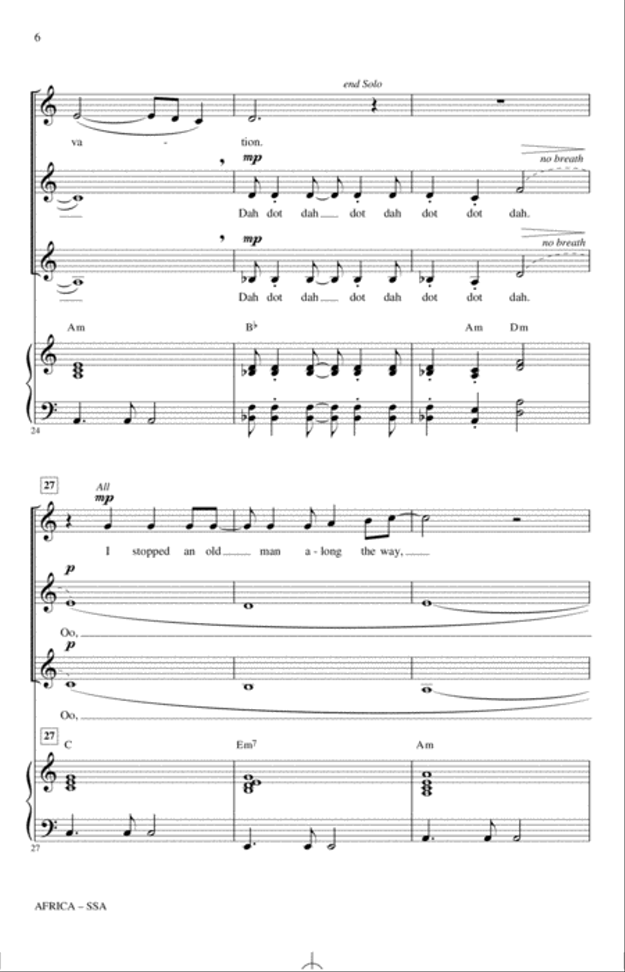 Africa (arr. Audrey Snyder) SSA scores gallery preview page 4