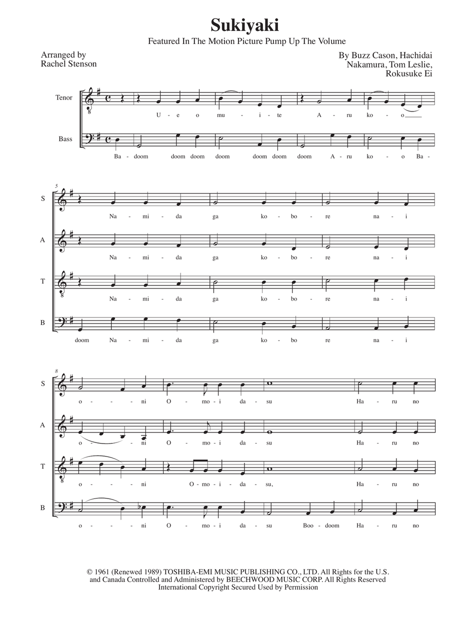 Sukiyaki 4-Part scores gallery preview page 1