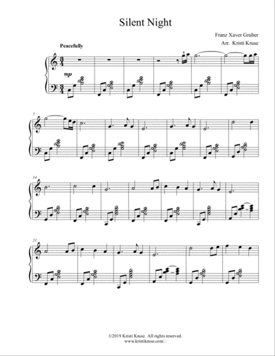 Silent Night Silent Night Piano Solo scores gallery preview page 2