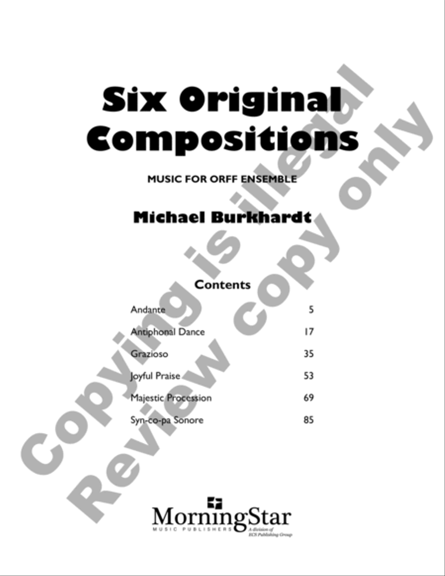 Six Original Compositions for Orff Ensemble Sacred scores gallery preview page 2