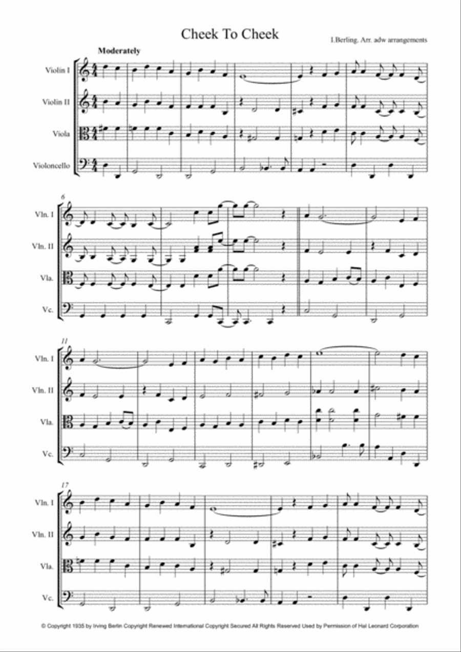Cheek To Cheek String Quartet scores gallery preview page 2
