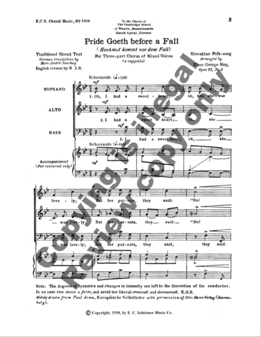 Pride Goeth Before a Fall 3-Part scores gallery preview page 3