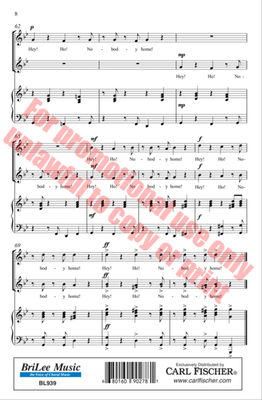Hey! Ho! Nobody Home Hey! Ho! Nobody Home Choir scores gallery preview page 9