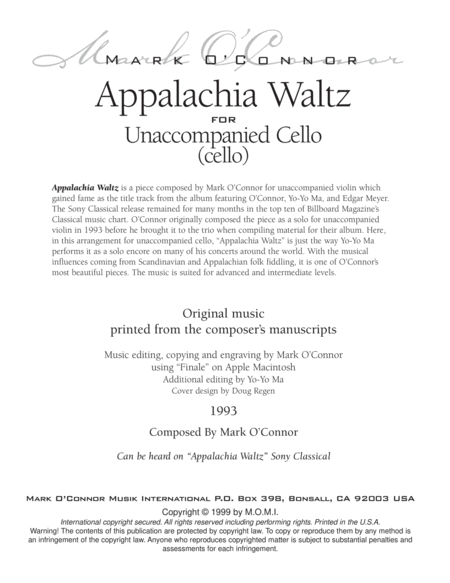 Appalachia Waltz (unaccompanied cello) image number null