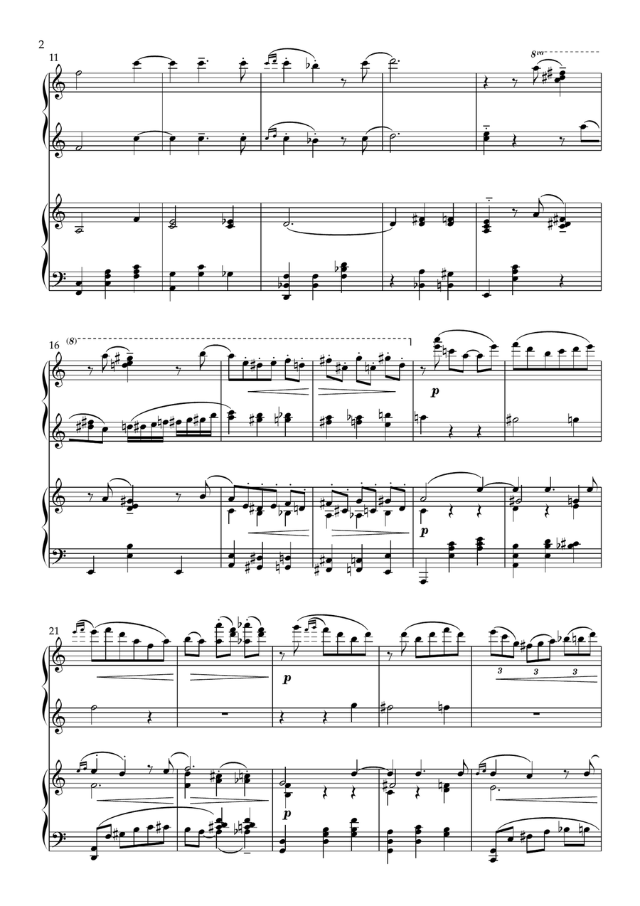 Love's Sorrow (Liebesleid) | Kreisler-Rachmaninoff (piano four hands) Piano Duet scores gallery preview page 3
