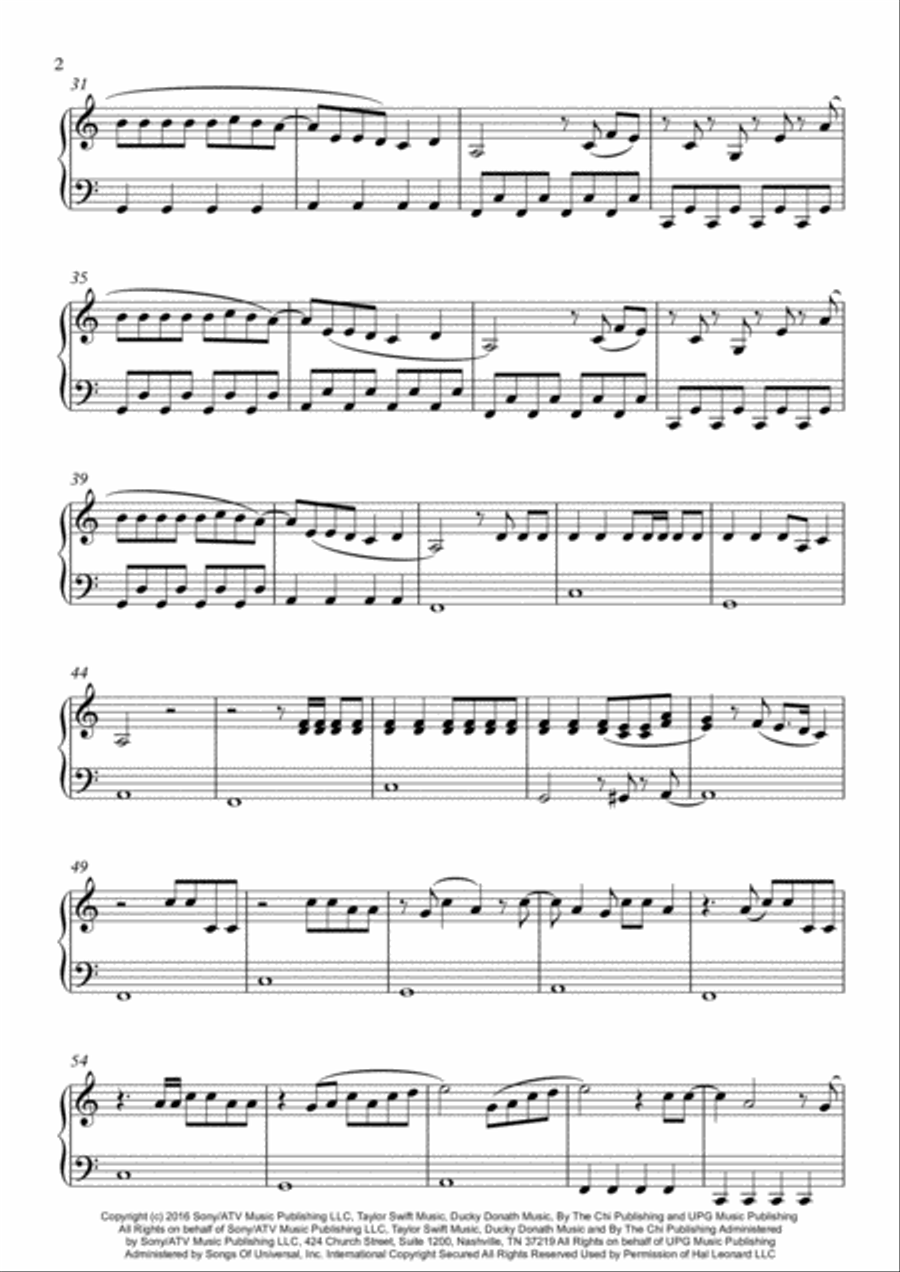I Don't Wanna Live Forever (Fifty Shades Darker) from FIFTY SHADES DARKER Easy Piano scores gallery preview page 2