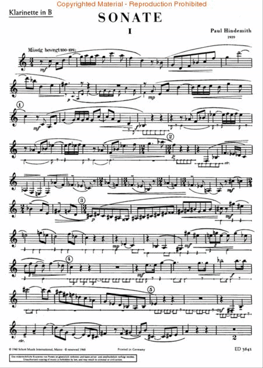 Sonata in B-flat Clarinet Solo scores gallery preview page 2