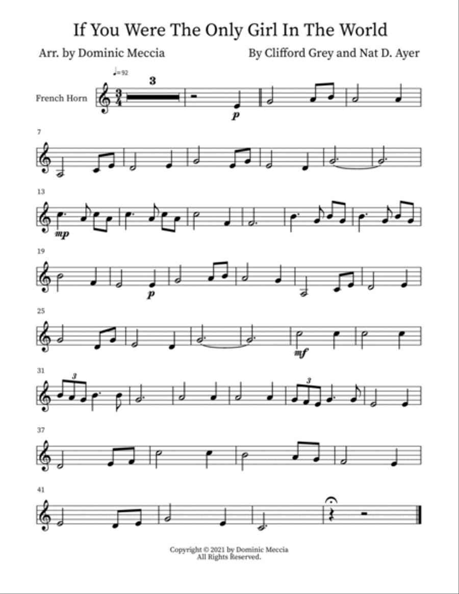 If You Were The Only Girl In The World Horn scores gallery preview page 3