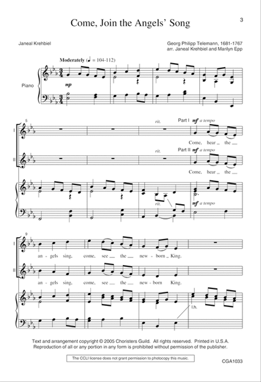 Come, Join the Angels' Song Unison Choir scores gallery preview page 3