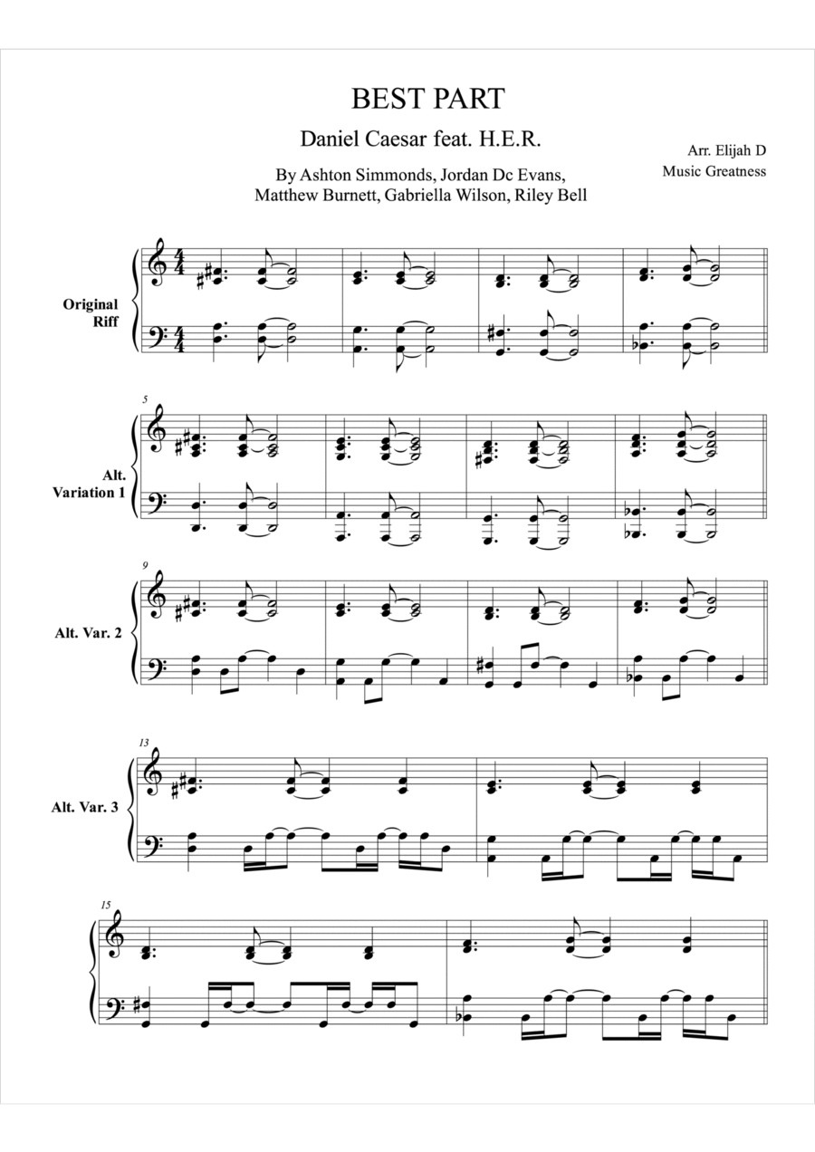 Best Part Easy Piano scores gallery preview page 1