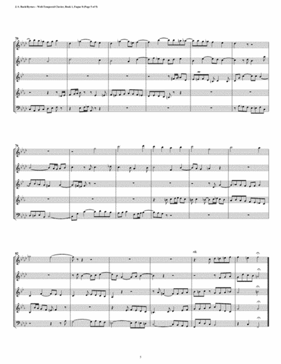 Fugue 08 from Well-Tempered Clavier, Book 1 (Woodwind Quintet) image number null