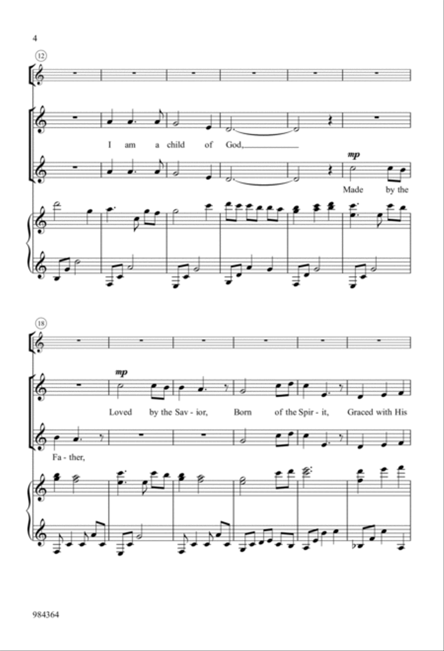 I Am a Child of God 2-Part scores gallery preview page 3