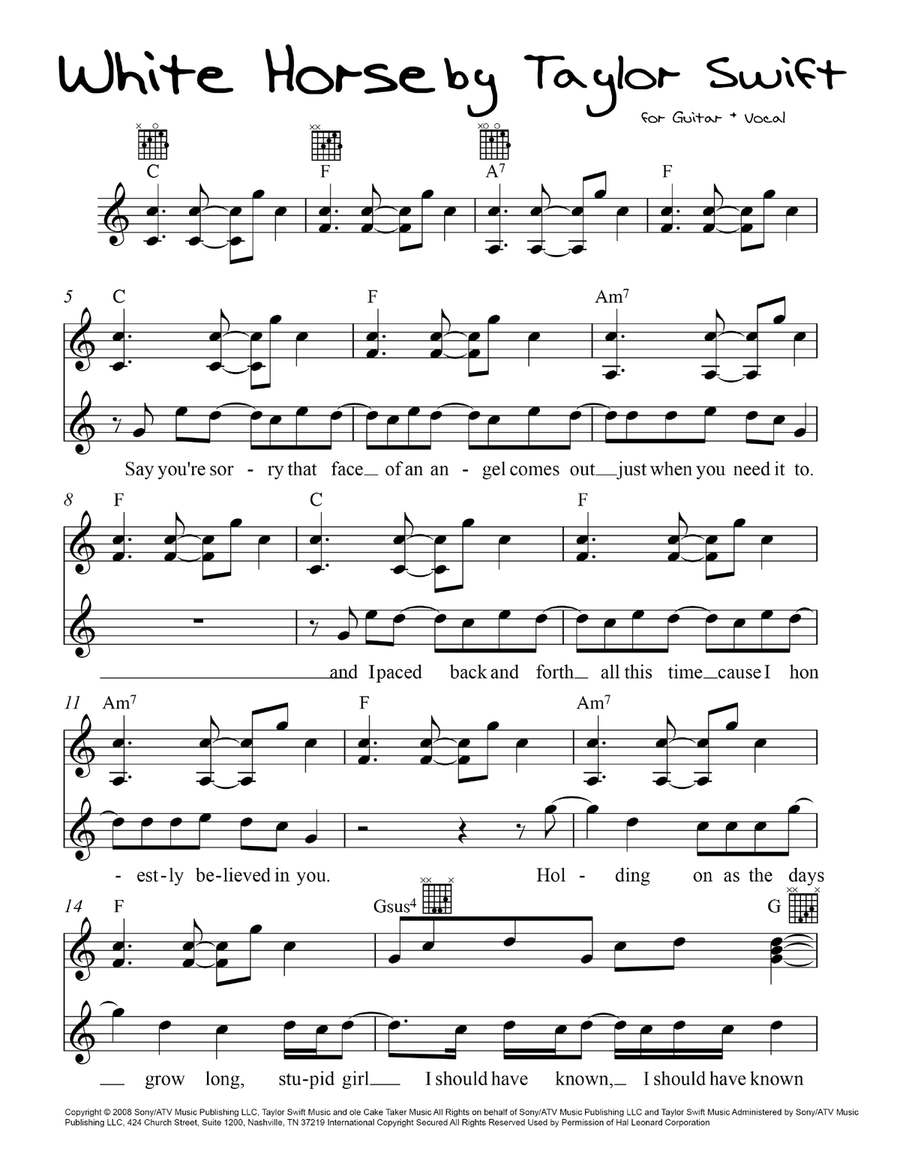 White Horse White Horse Acoustic Guitar scores gallery preview page 1