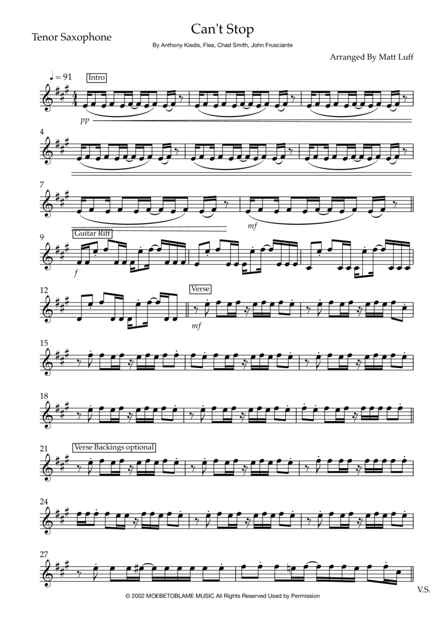 Can't Stop Can't Stop Woodwind Duet scores gallery preview page 1