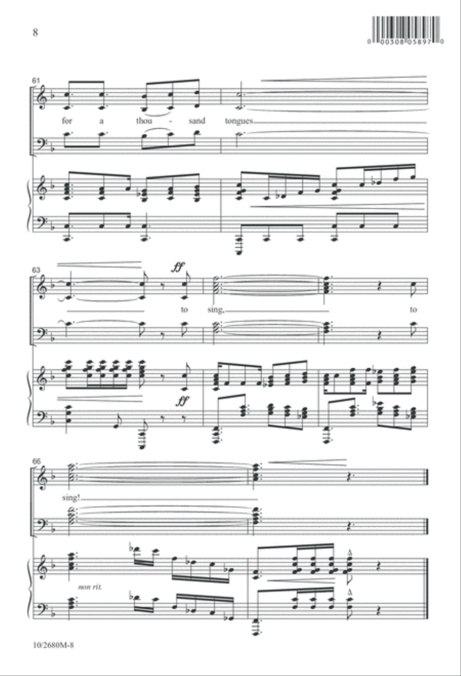 O For a Thousand Tongues to Sing! Divisi scores gallery preview page 9